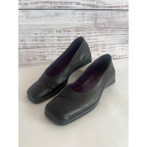 AREOSOLES Women’s   leather low-wedge slide loafers Black Size 7